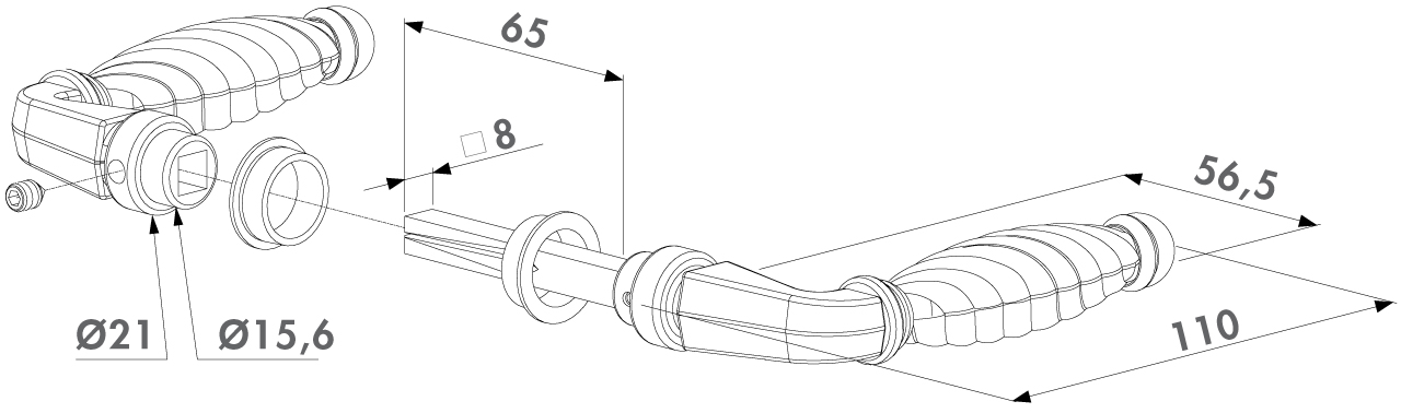 LOCINOX 3006FAD16 Ritning av handtaget