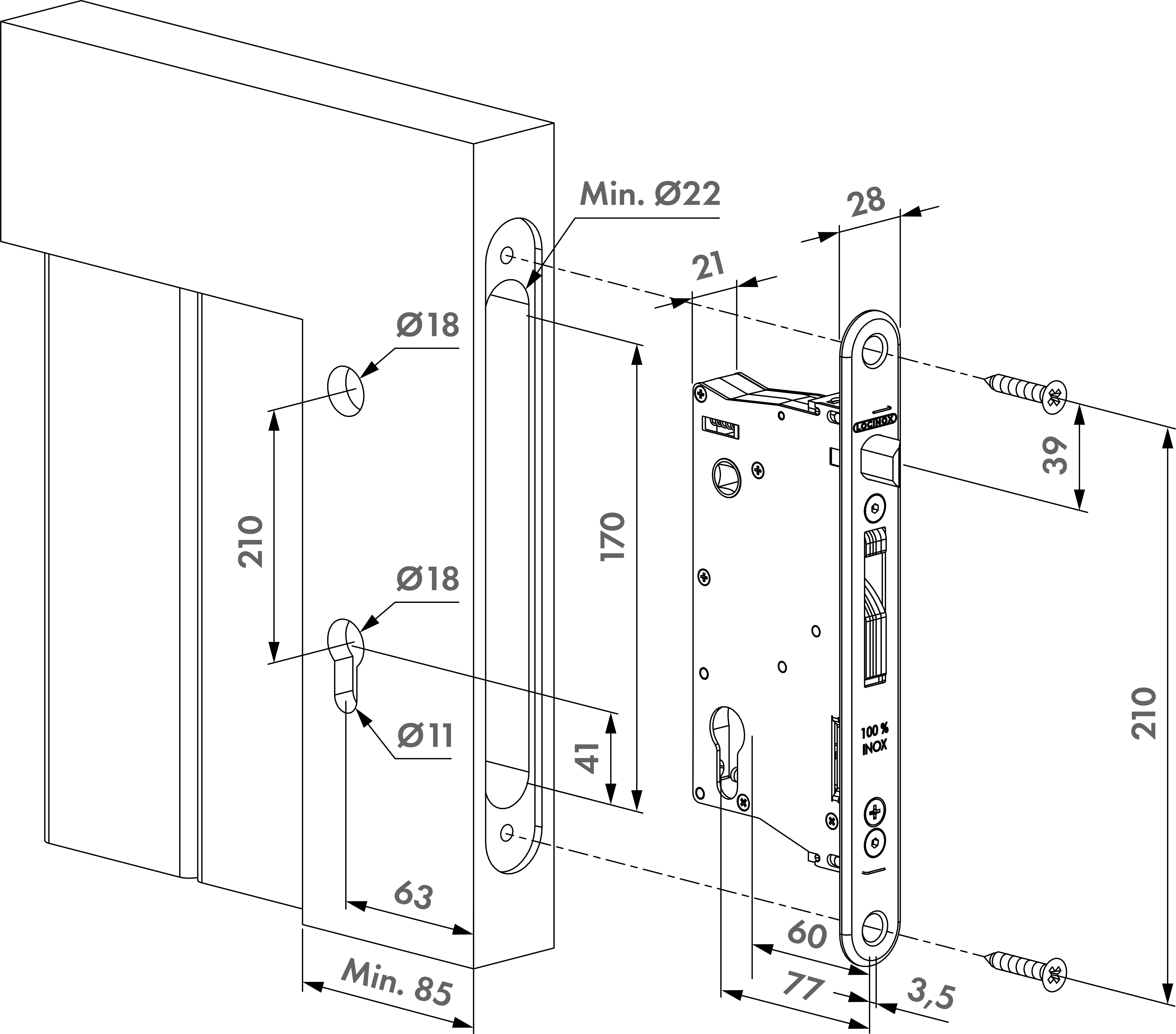 LOCINOX EIGHTYLOCK-W – ritning