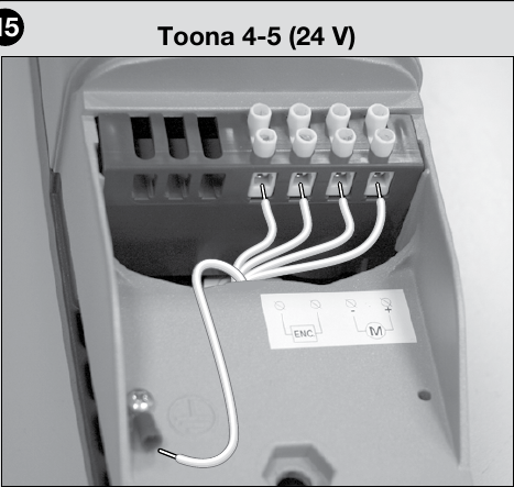 Motor- och pulsgivarplintar för Toona 4–5 24 V