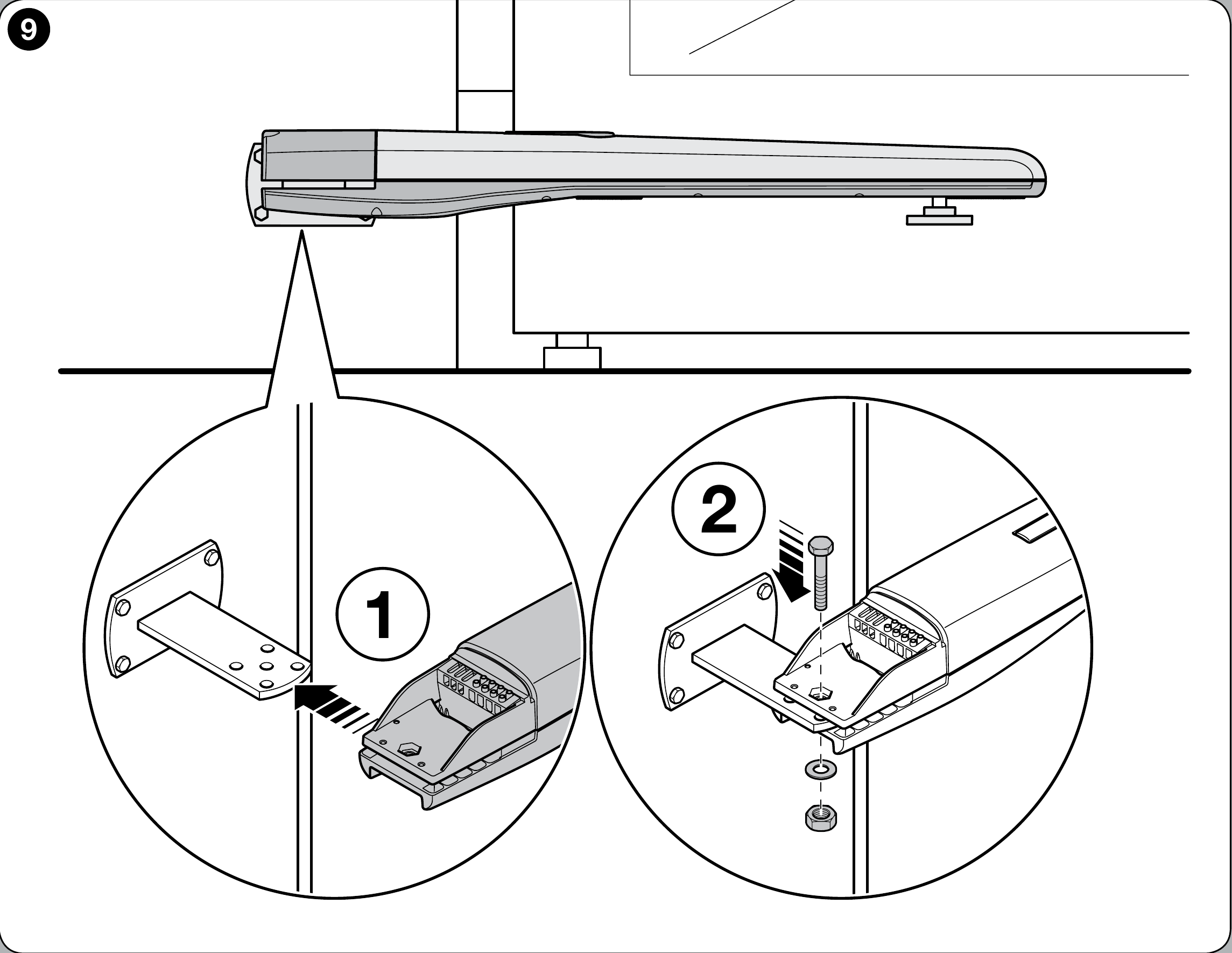 NICE Toona 4–5 – montering på det bakre fästet NICE Toona 4–5 – montering på det bakre fästet