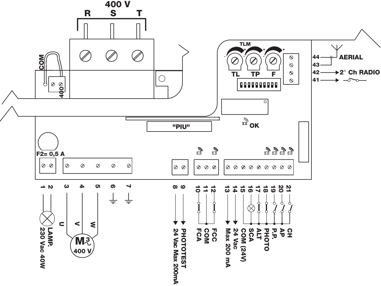 Mindy A500 – originalschema för trefasmotor på 400 V Mindy A500 – originalschema för trefasmotor på 400 V