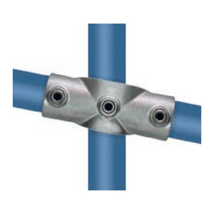 Förzinkad vinklad rörkoppling för rör 42,4 mm, korsformad, 0°–11°
