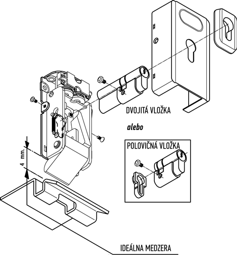Montering av cylinder i elslutbleck NICE PLA10