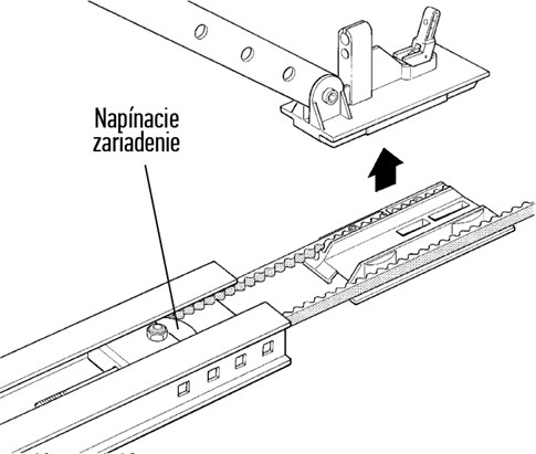 3. Flytta spännanordningen till ett mellanläge så att du kan ta ut löpvagnen ur skenan: 3. Flytta spännanordningen till ett mellanläge så att du kan ta ut löpvagnen ur skenan: