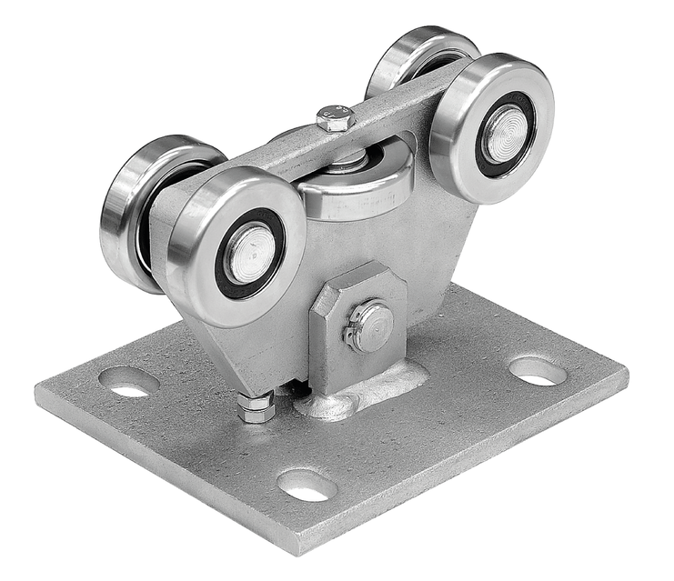 INOX-vagn för rostfri skjutgrind med 5 hjul för C-profil 68x68x3