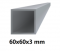 Aluminiumprofil, fyrkantsrör 60x60x3 mm, 6 m
